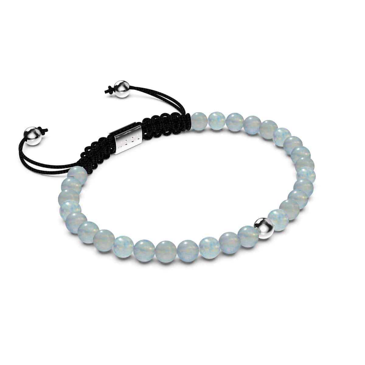 Aquamarin | 925er Sterlingsilber | Makramee-Armband mit Fokus-Edelstein